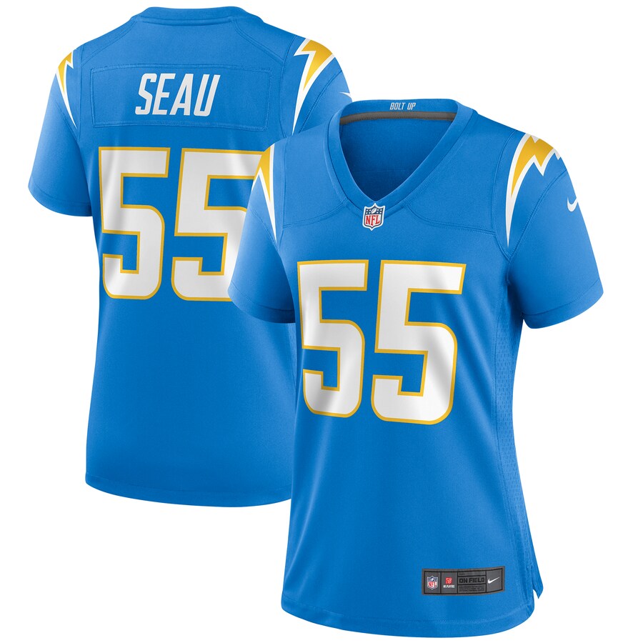 Custom Women NFL Los Angeles Chargers #55 Seau light blue Limited NFL Jerseys->new orleans saints->NFL Jersey